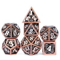 Skull Hollow Metal Dice 14mm  7Pcs Set for Dungeons and Dragons RPG MTG Table Games D&D Pathfinder Shadowrun